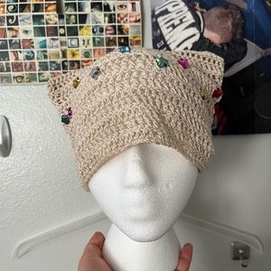 Handmade Crochet Hat w/ Star beads